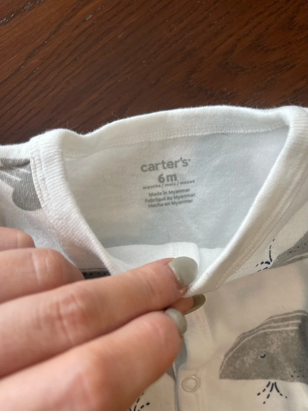 Carter's White Footed One-Piece with Gray Whale Print